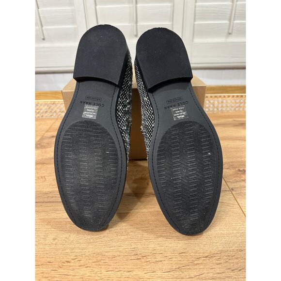 Cole Haan Stassi Chain Tweed Loafers Black & White Tweed Size 10 NWOB Preppy - Picture 10 of 13